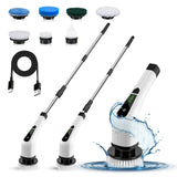 Electric Spin Scrubber, Cordless Scrubber with 7 Replaceable Cleaning Brushes and Dual Speed, Shower Cleaning Brush, Power Scrubber with Adjustable