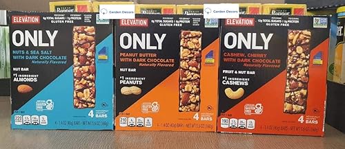 Elevation by Millville Elevation ONLY Nuts and Sea Salt with Dark Chocolate, Peanut Butter with Dark Chocolate and Cashew, Cherry with Dark Chocolate