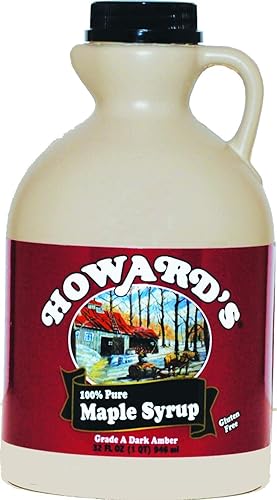 HOWARD'S Pure 100% Grade A Dark Amber Maple Syrup | Gluten Free, Premium Sourced Quality | 32oz (1 quart) Value Jug