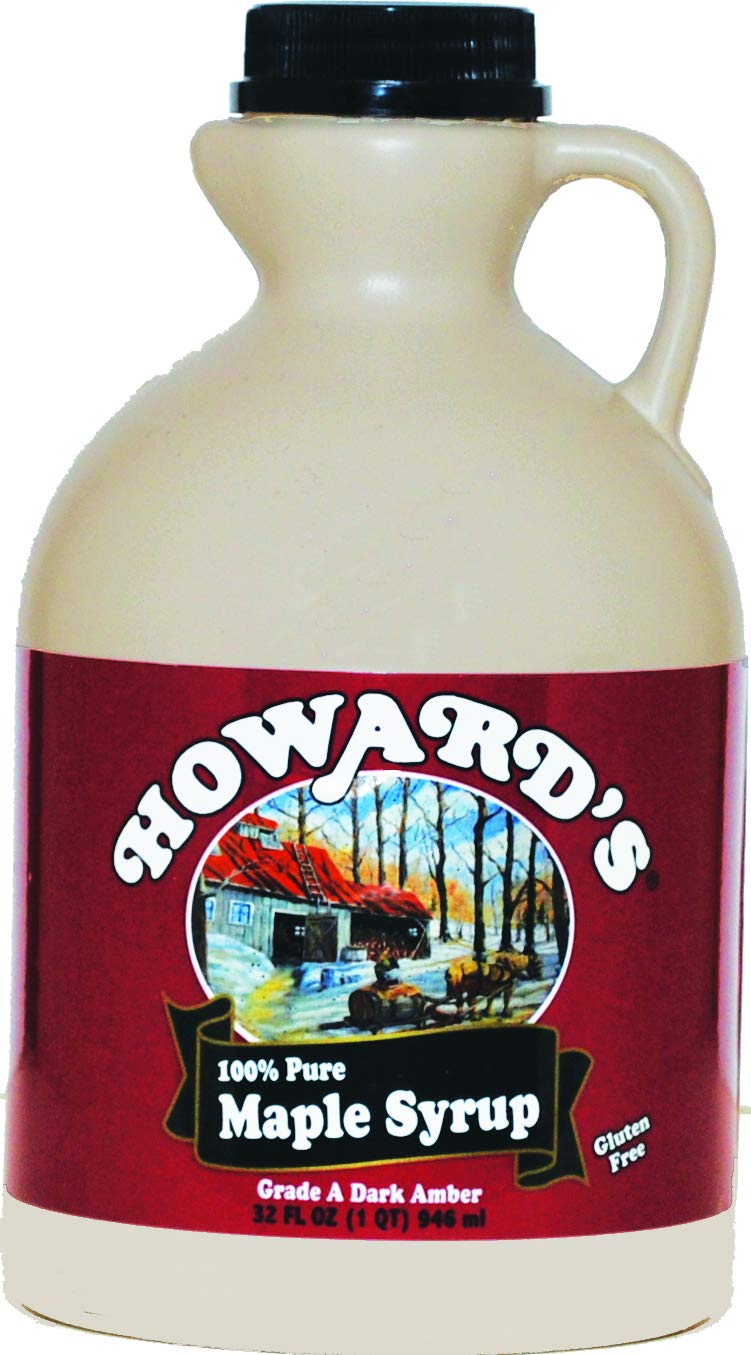 HOWARD'S Pure 100% Grade A Dark Amber Maple Syrup | Gluten Free, Premium Sourced Quality | 32oz (1 quart) Value Jug