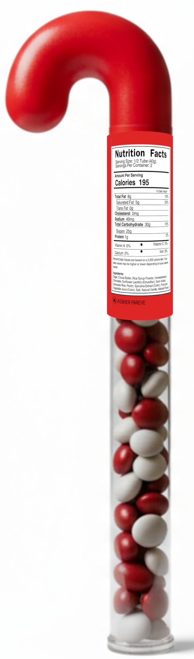 Choco NoNo's Candy Cane Tube 2-Pack - Christmas - Vegan, Allergy-Friendly, Kosher - Free from Milk, Peanut, Tree Nut, Egg, Soy, Gluten, Sesame - No