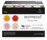 Bestpresso Coffee, Variety Pack Single Serve K-Cup Pods, 96 Count. Includes Breakfast, Colombian, Donut and Italian (Compatible With 2.0 Keurig