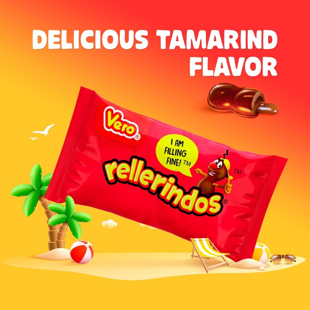 Vero Rellerindos - Tamarind Flavor Hard Candy (65 Units) - Authentic Mexican Candy, Individually Wrapped Hard Candy Pack Perfect for Parties, Piñatas