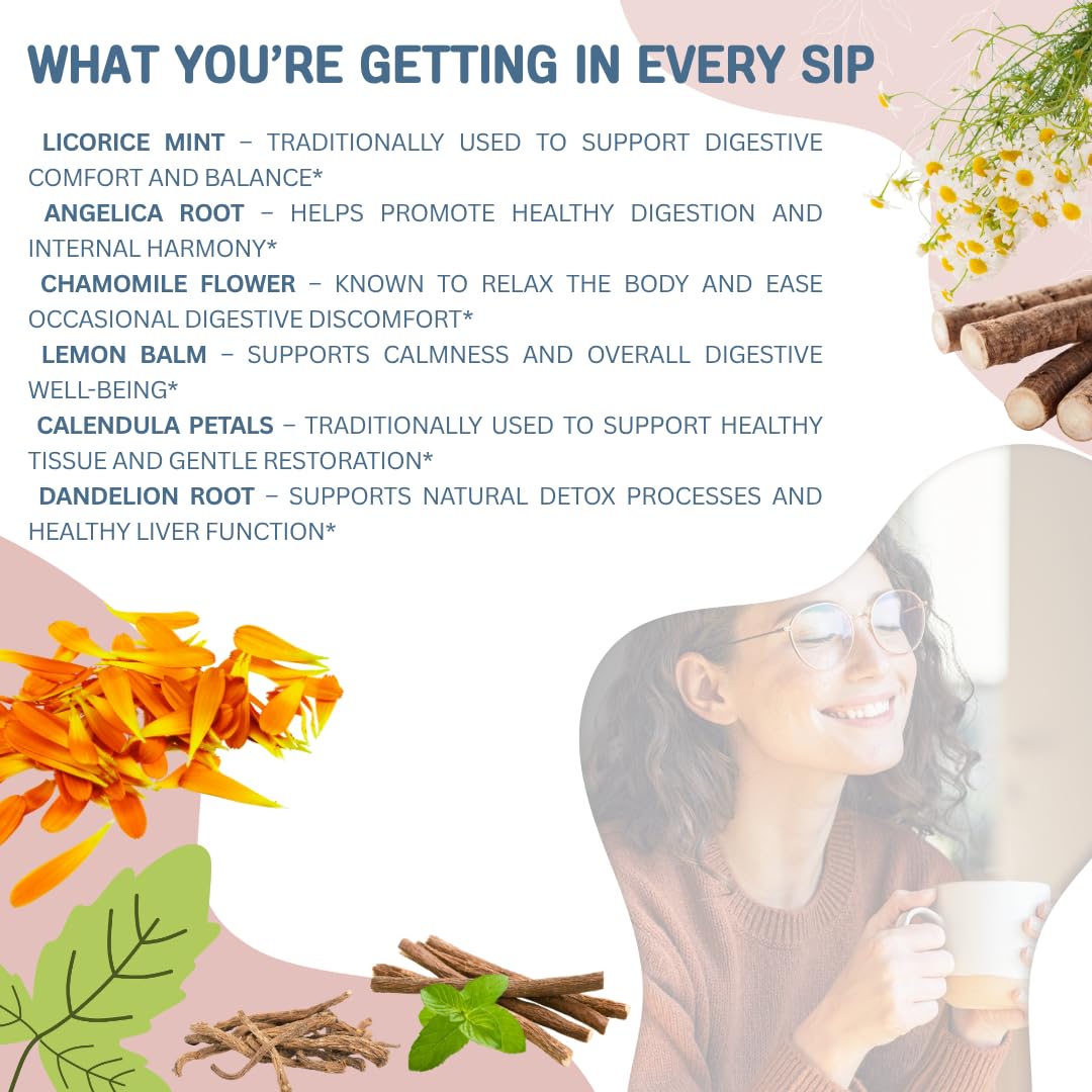 Leaky Gut & Thyroid Balance Herbal Tea - Caffeine-Free Herbal Blend | Supports Digestive, Immune & Thyroid Function | Paleo Friendly | 35 Tea Bags (3