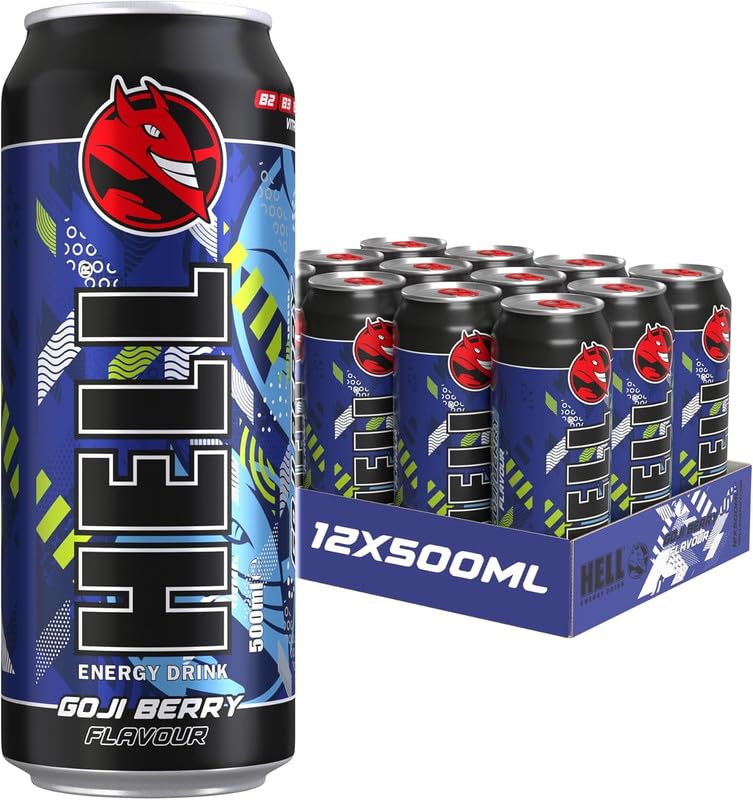 HELL Energy Drink | +20% More Caffeine | Vitamins B2, B3, B6, B12, C & D | No Preservatives | Environmentally Friendly Packaging | 12 x 500 ml |