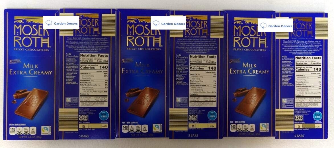 Moser Roth Privat German Chocolate Milk Extra Creamy 4.4oz 125g (6 Bars)