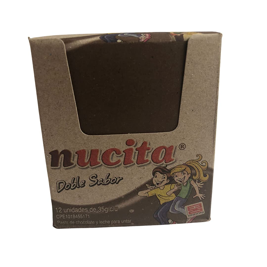 Sindoni Nucita Tubo Crema de Chocolate Dulce sabor Double Cream With Hazelnut Chocolate And Milk Venezuela Candy Food Snack Box 12 Unit 35 gr
