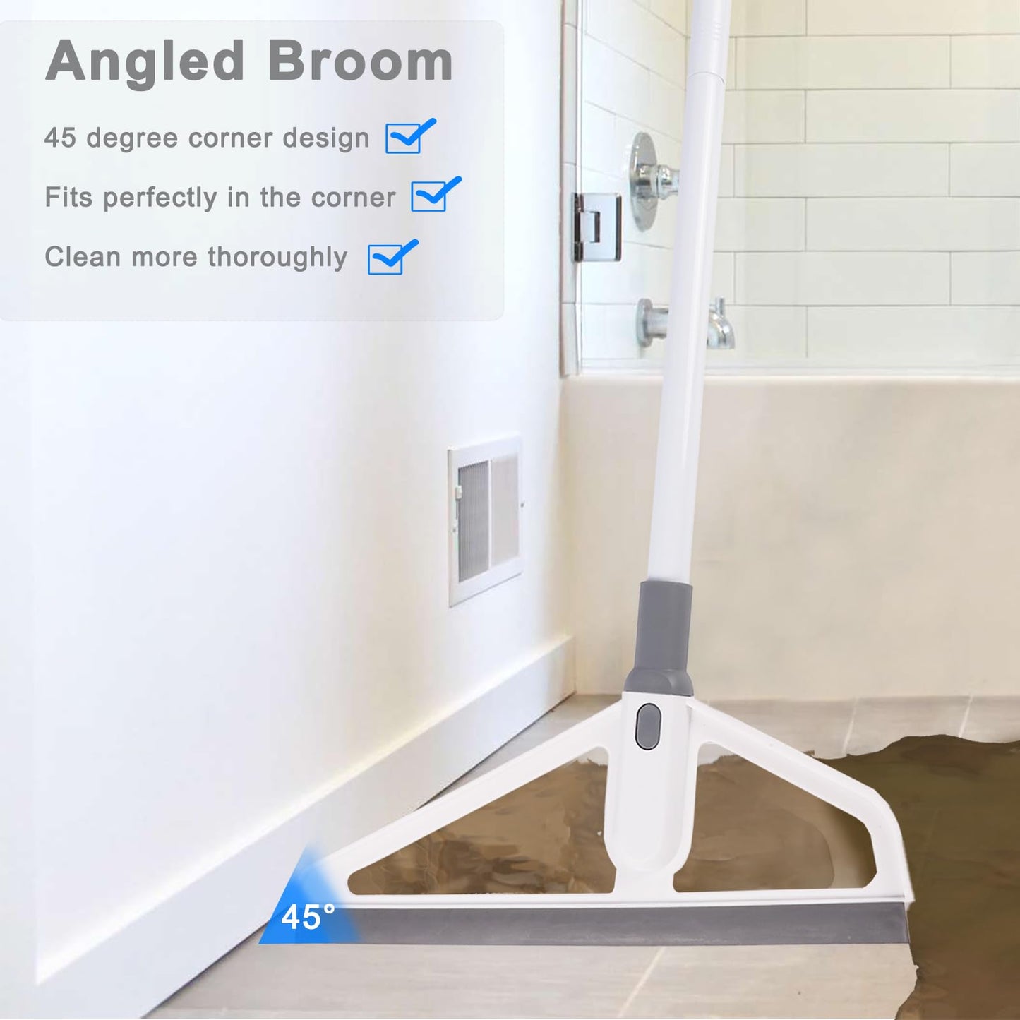 Rubber Squeegee Broom - Multifunction Magic Broom,Scraping Silicone Broom Sweeper,with Mop Clip, Squeeze Broom Sweeping Water for Kitchen Bathroom