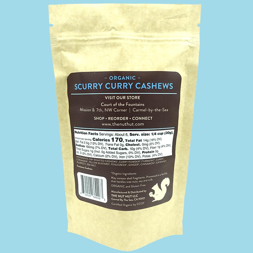 Organic Scurry Curry Cashews Dry Roasted Small Batch USDA Certified
