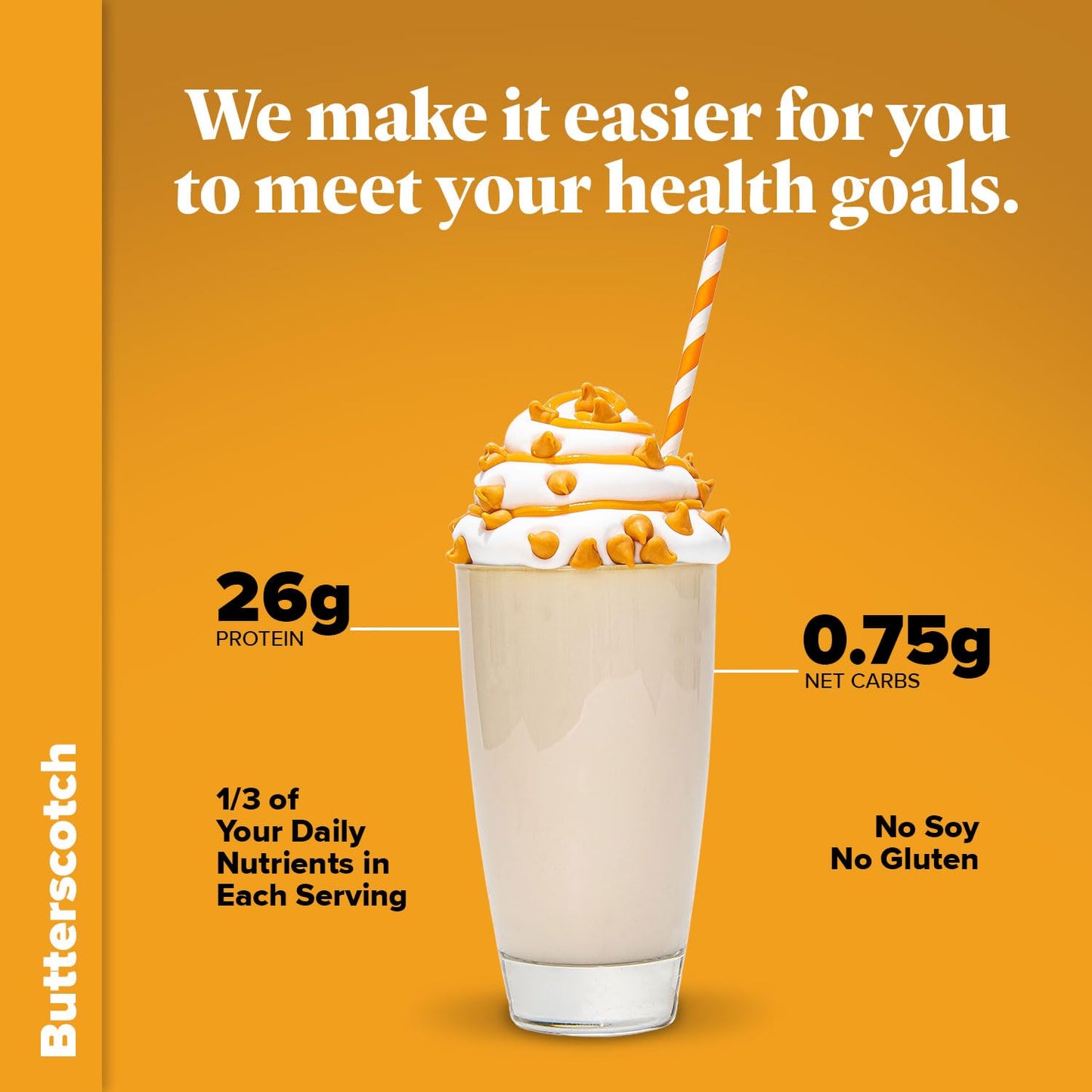 Keto Chow Butterscotch Meal Replacement Shake Powder, Nutritionally Complete Low Carb Meal, High Protein Breakfast or Lunch Replacement, Gluten Free