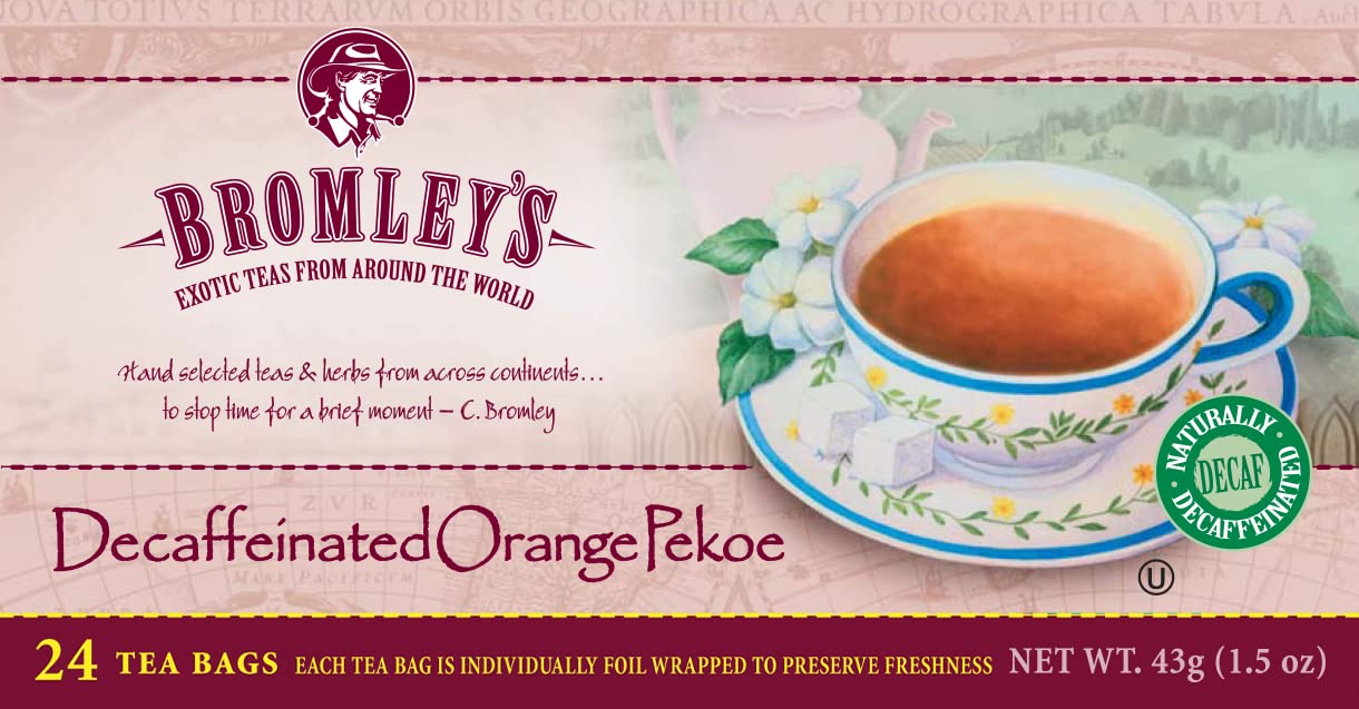 Bromley's Decaffeinated Orange Pekoe Black Tea, 24 Count (Pack of 6)