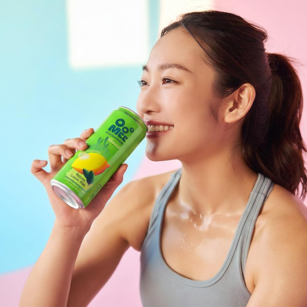 OoMee Fruity Matcha Drink | Lemon & Mint | Fruit?Infused, Plant?Based Vegan Beverage with Sustained Energy, Natural Craving Support, Low-Calorie, No