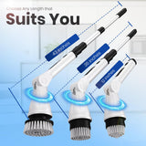 Cleanmattix - 8-in 1Multifunctional Electric Cleaning Brush, Wireless, Waterproof Expandable Handle, 3 Speed with Adjustable Handle, 8 Scrub Brush