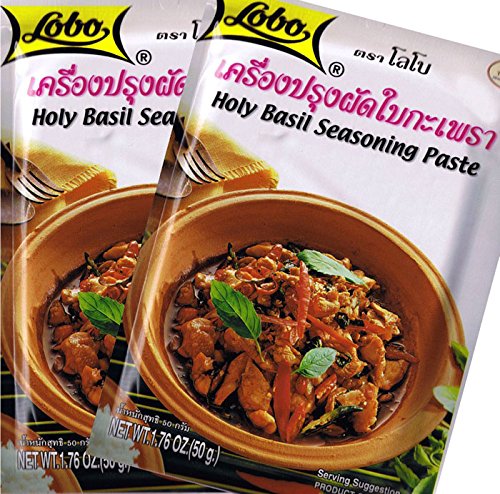 Thai Holy Basil Seasoning Paste (Pad Khapow Sauce) 2 Pcks. Lobo Brand