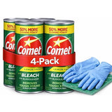 Glowsence 4-Packed Cømet 21 oz. All Purpose Abrasive Powder Cleanser with Bleach, Lemon + 1 Pair Industrial Nitrile Gloves (Powder-Free, 4 Mil