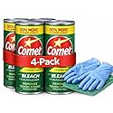 Glowsence 4-Packed Cømet 21 oz. All Purpose Abrasive Powder Cleanser with Bleach, Lemon + 1 Pair Industrial Nitrile Gloves (Powder-Free, 4 Mil