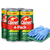 Glowsence 4-Packed Cømet 21 oz. All Purpose Abrasive Powder Cleanser with Bleach, Lemon + 1 Pair Industrial Nitrile Gloves (Powder-Free, 4 Mil
