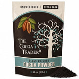 The Cocoa Trader Black Cocoa Powder for Baking (1 lb) - Darkest Dutch Processed Cocoa - Natural Jet Black Food Coloring Substitute - Unsweetened, Alkalized, Vegan, Gluten Free, 65 Servings