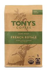 Tony's Coffee, French Royale (12oz), Dark Roast Ground Coffee, Organic and Fair Trade