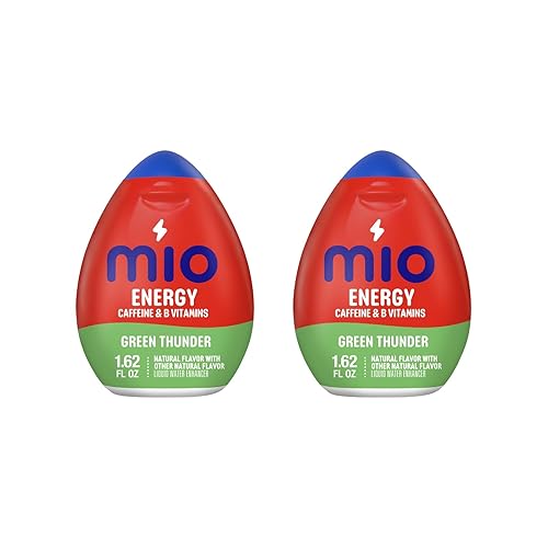 MiO Energy Liquid Water Enhancer for Caffeine, Vitamins and Sugar Free Hydration Drink Mixing, Naturally Flavored Water Drops, Green Thunder, 1.62