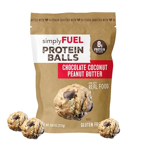 simplyFUEL Whole-Food Protein Balls (Peanut Butter Chocolate Coconut Fusion) - 8 g High-Protein, Gluten-Free, Healthy Snack for Adults & Kids - 9.6 oz