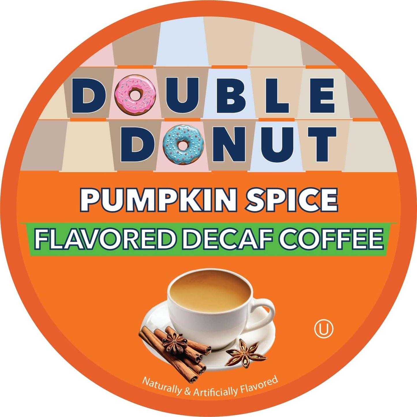 Double Donut Coffee Medium Roast Decaf Coffee Pods, Pumpkin Spice Flavored, for Keurig K-Cup Machines, 20 Single-Serve Capsules per Box