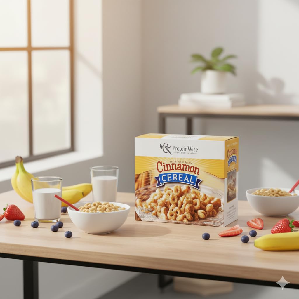 Proteinwise Cinnamon Vanilla Cereal, High Protein, Healthy Cereal, Healthy Diet, Low Carb, Low Calorie, Kosher, 7/Box