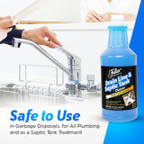 Fuller Brush Drain Line & Septic Tank Cleaner - 32 oz Enzyme-Based Drain Cleaner for Slow Drains, Grease & Food Buildup, Safe for PVC/Metal Pipes