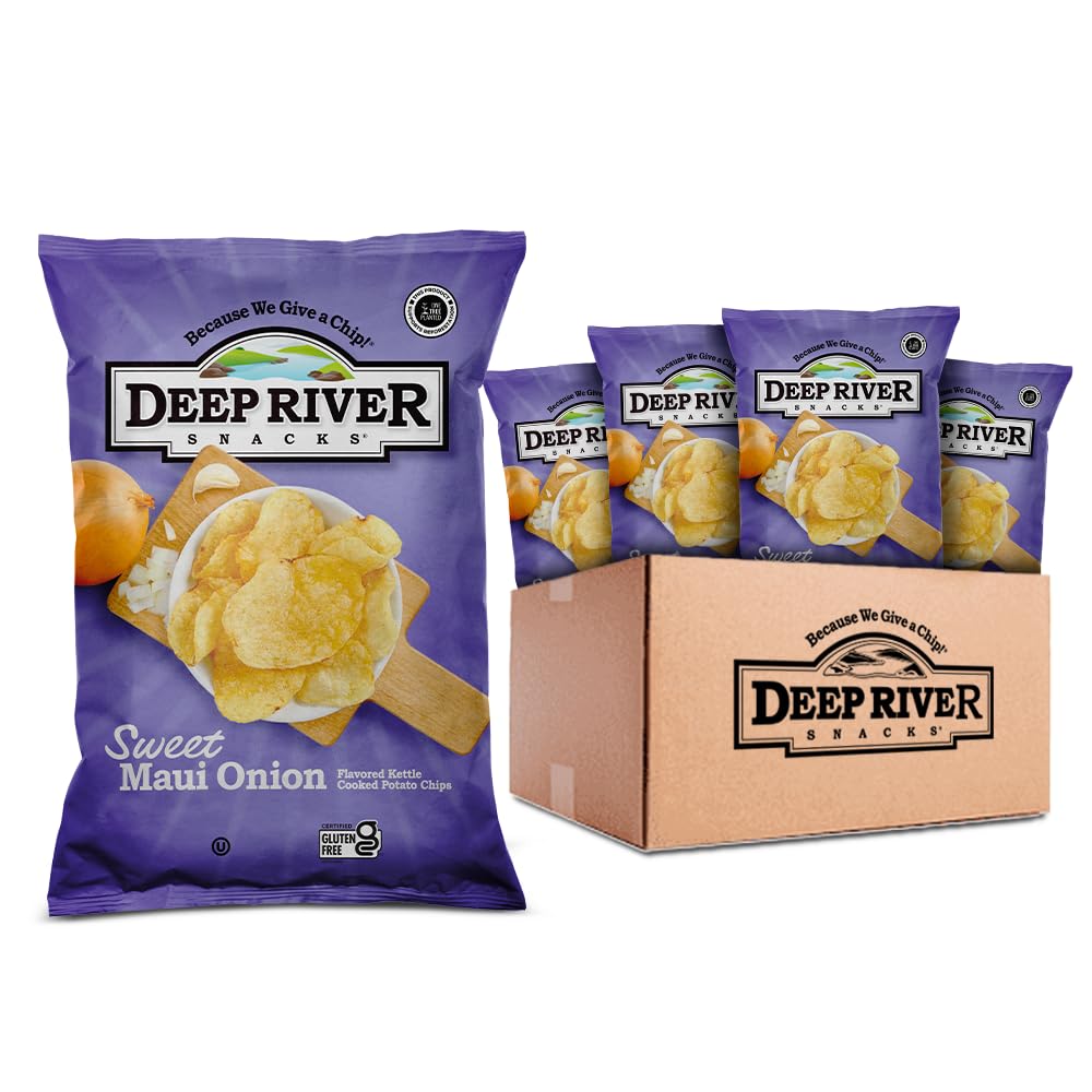 Deep River Snacks Sweet Maui Onion Kettle Cooked Potato Chips, 5 Ounce (Pack of 12)
