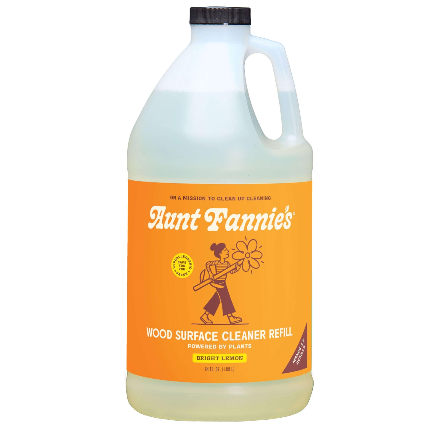 Aunt Fannie's All Purpose Wood Spray Cleaner, No-Wax Formula, Perfect for Wood Tables, Walls, Counters & Shelves, 64 Fl Ounces, Lemon Scent (Refill)