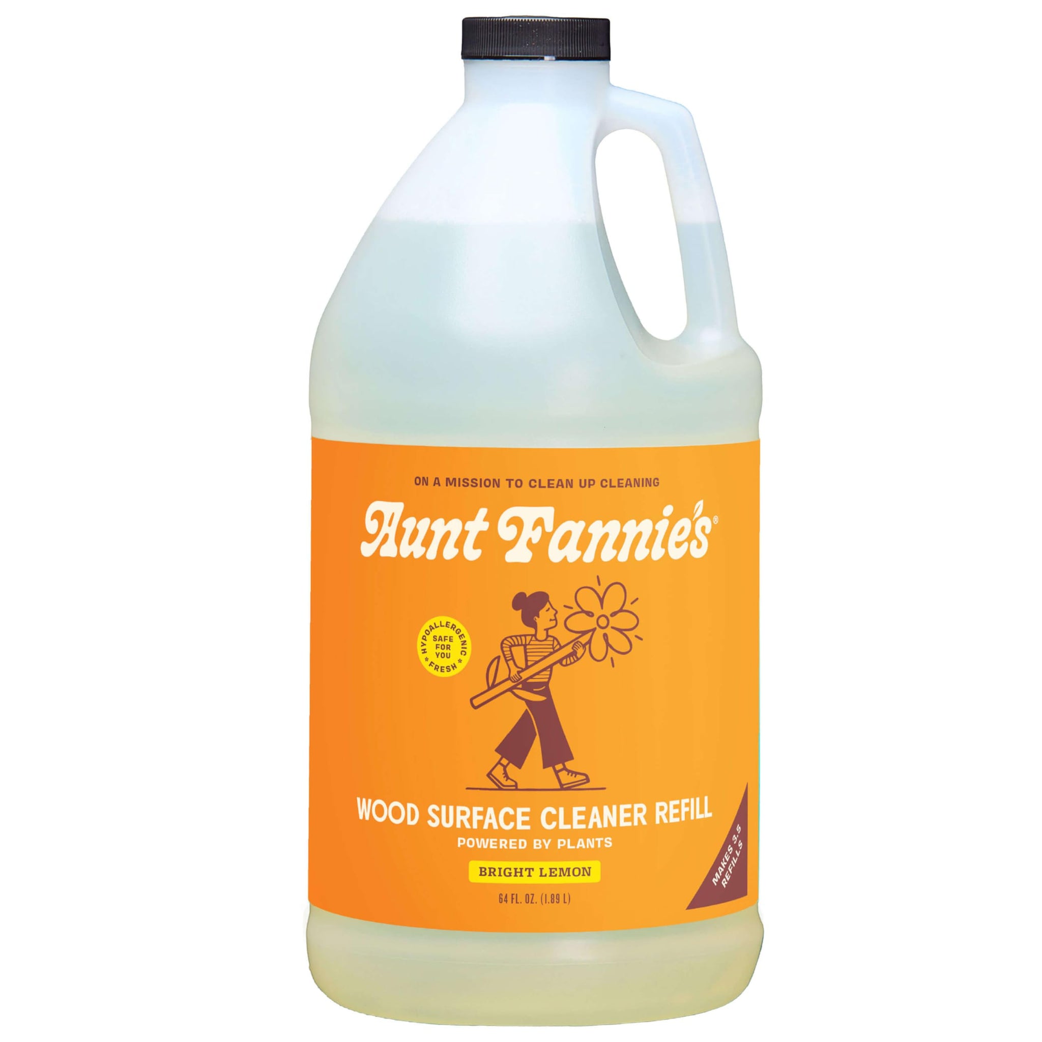 Aunt Fannie's All Purpose Wood Spray Cleaner, No-Wax Formula, Perfect for Wood Tables, Walls, Counters & Shelves, 64 Fl Ounces, Lemon Scent (Refill)