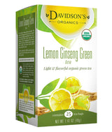 Davidson's Organics, Lemon Ginseng Green, 25-count Tea Bags, Pack of 6
