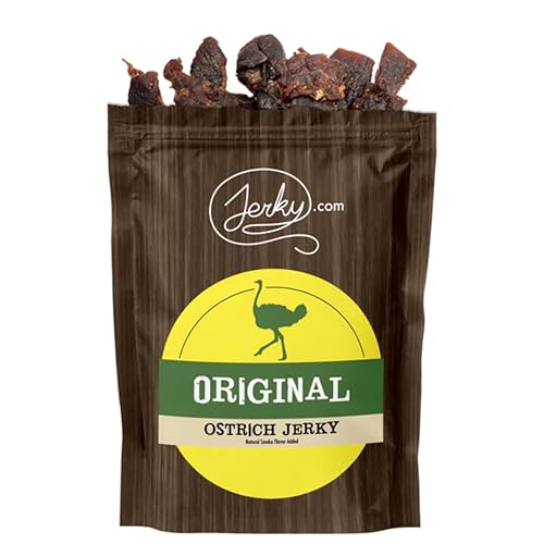 Jerky.com Exotic Original Ostrich Jerky - Wild Game Meat Snacks, Exotic Snacks, High-Protein, All-Natural, No Added Preservatives - Healthy Snacks