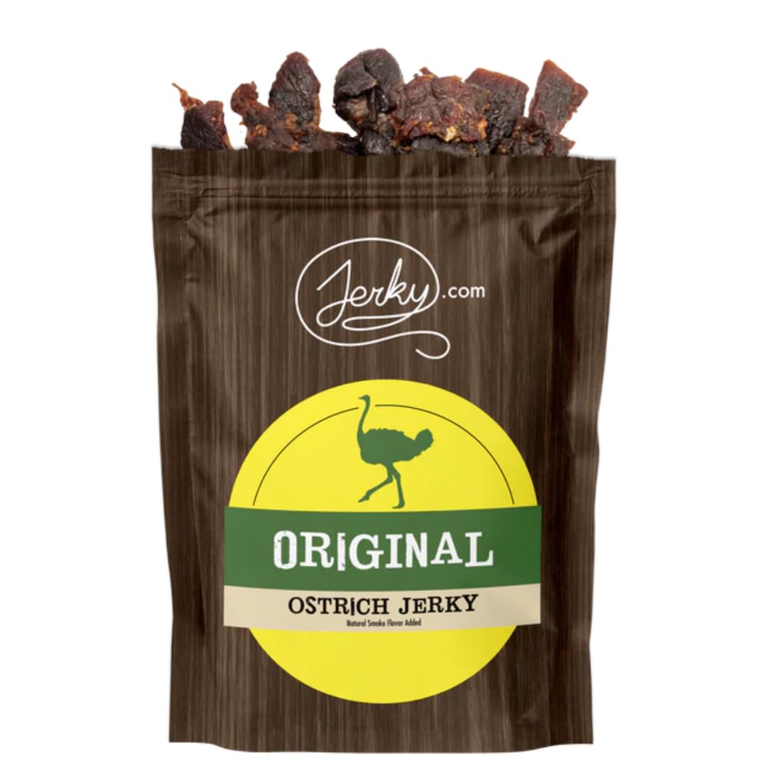 Jerky.com Exotic Original Ostrich Jerky - Wild Game Meat Snacks, Exotic Snacks, High-Protein, All-Natural, No Added Preservatives - Healthy Snacks