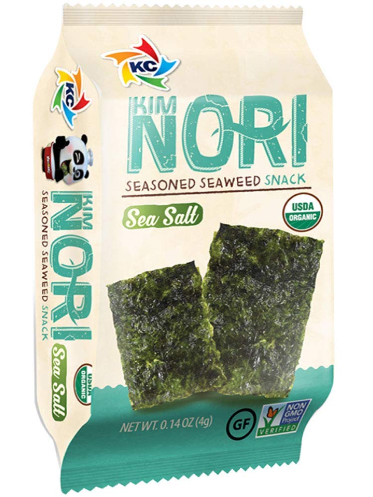 Organic Kimnori Seasoned Roasted Seaweed Snacks - 4g X 12 Pack (48g) Kim Nori - 12 Individual Packs (Sea-Salt Flavor 12 Pack)