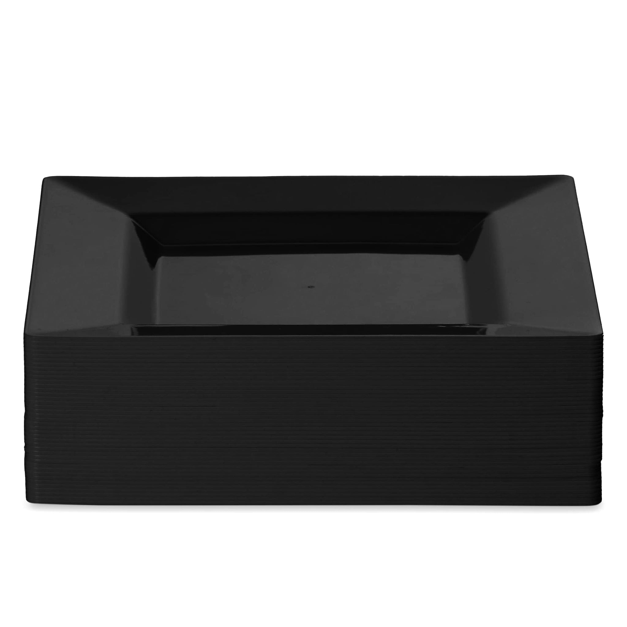 BloominGoods Plastic Disposable Square Dessert Plates | 50-Pack 6.5 inches Black Appetizer/Salad Square Plates | Ideal for Weddings, Parties, Catering