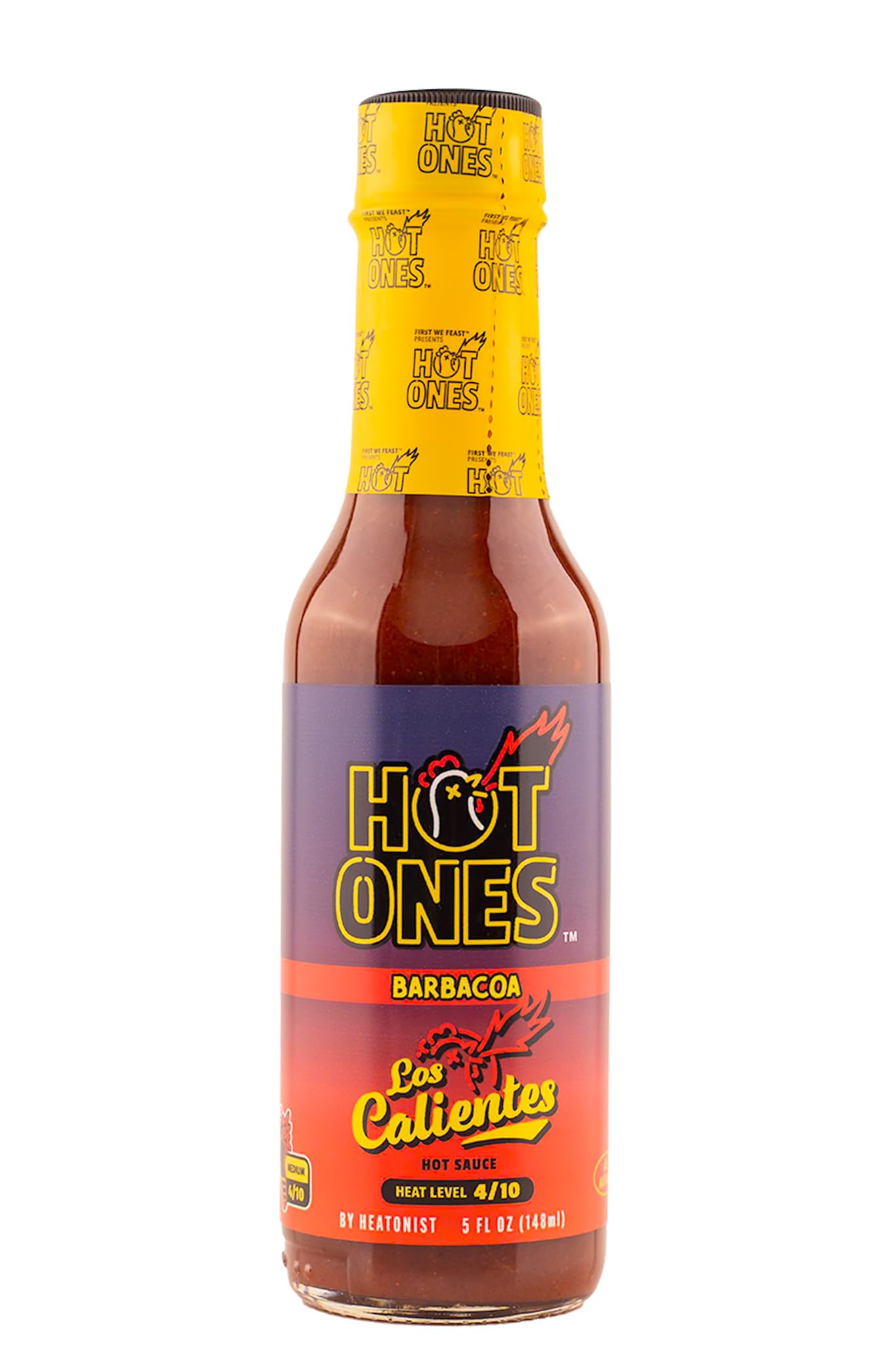 Hot Ones Los Calientes Barbacoa Hot Sauce Made With Natural Ingredients & Powerful Flavors From Smoked Red Jalapeno, Chipotle & Habanero Peppers, 5 fl
