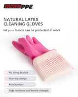 PACIFIC PPE 2 Pairs Reusable Rubber Gloves for Washing Dishes and Cleaning Tasks, Water Resistant Household Gloves for Kitchen Bathroom, Grippy Latex