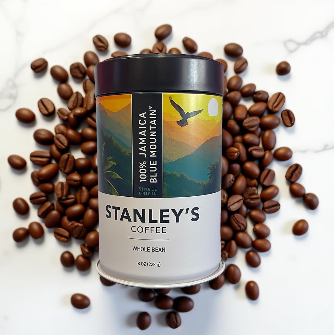 Stanley's Coffee - 100% Jamaica Blue Mountain Coffee, Authentic Whole Bean, Medium Roast, Certified Single Origin Gourmet Jamaican Coffee, Premium