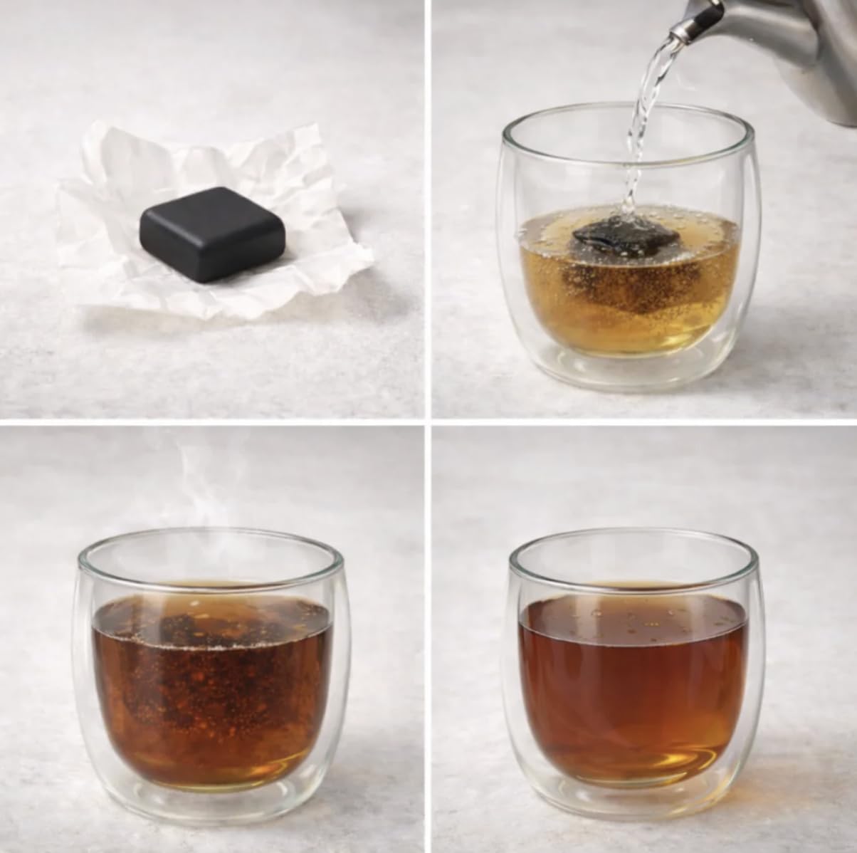 Pu-erh Shu Tea Resin with Rose - Ripe Puer Fermented Dark Tea from Yunnan | Pu’er Tea Concentrate | 30 Individually Wrapped Pieces