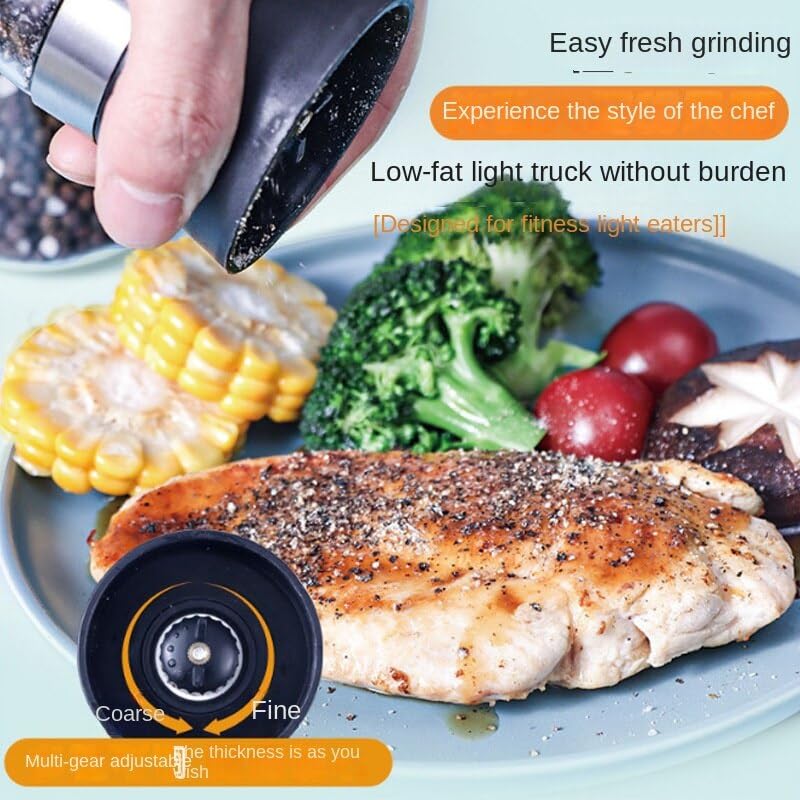 Zercumm Lemon Sea Salt Black Pepper with Grinder Fitness Light Fat Western Food Seasoning Grinding Bottle Black Pepper Powder