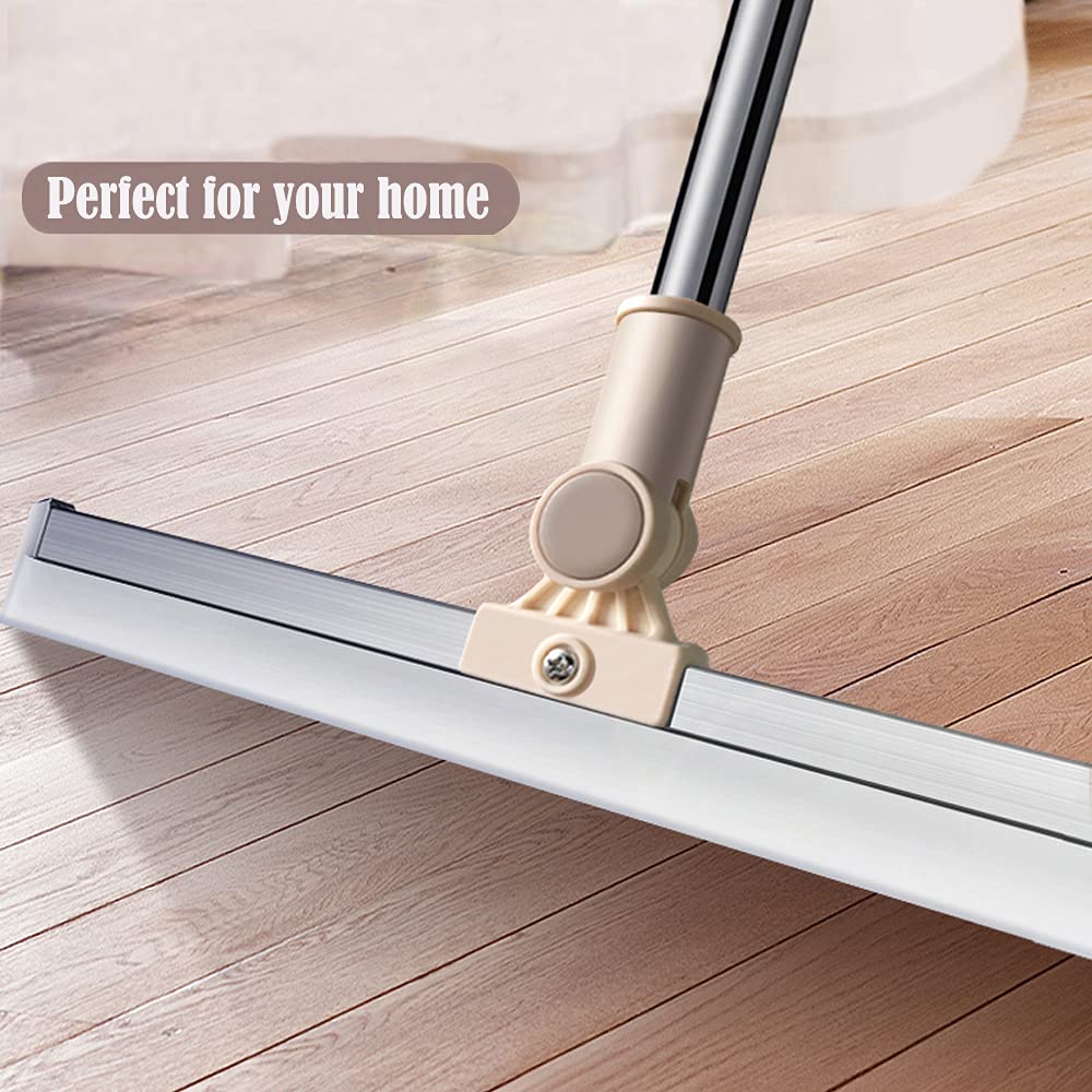 Floor Squeegee 20 inch Silicone Long Handle of 65" for Window Cleaning Shower Squeegee Scrubber Combi with Pole Extendable Telescopic Adjustable
