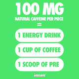 Instant Energy Gum Jar | Sour Apple | 60 Pieces | 100mg Natural Caffeine per Piece | 1 Piece = Energy Drink | Fast Acting + Electrolytes | Sugar Free