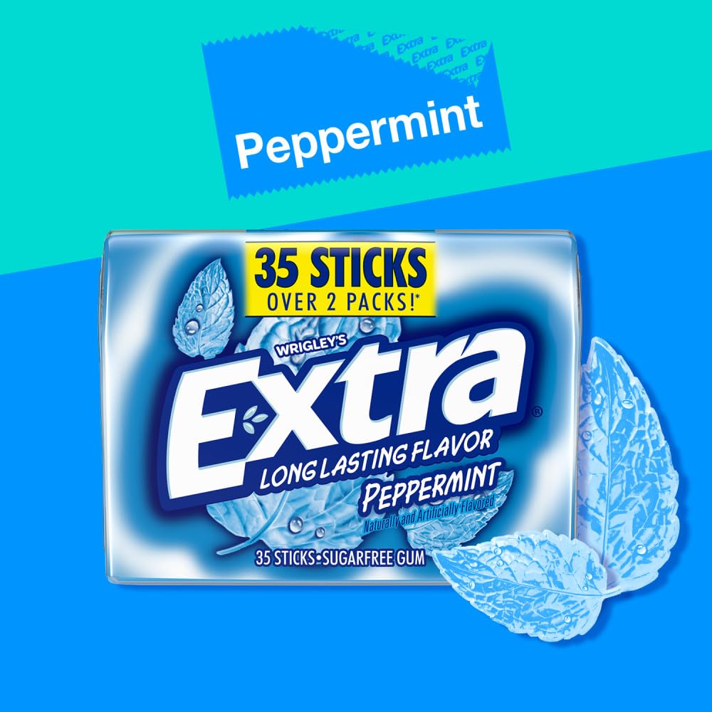 WRIGLEYS EXTRA PEPPERMINT CHEWING GUM SUGAR FREE STICK RP 35 CT