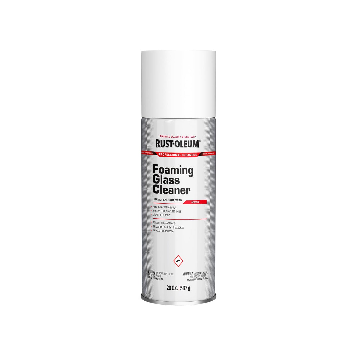 Rust-Oleum Professional Cleaners Foaming Glass Cleaner | 20oz Aerosol Can | Professional Strength | Ammonia-Free | Fresh Scent