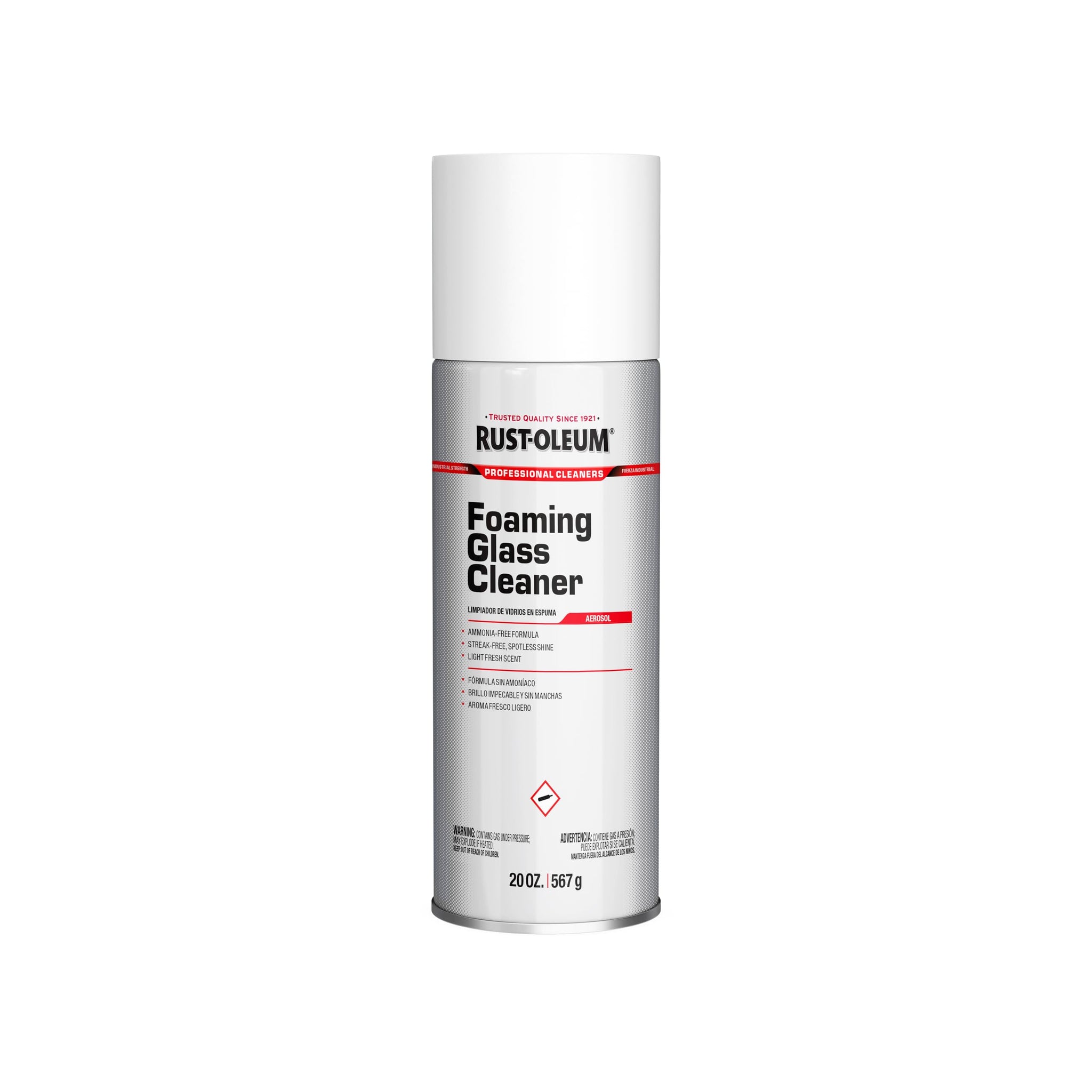Rust-Oleum Professional Cleaners Foaming Glass Cleaner | 20oz Aerosol Can | Professional Strength | Ammonia-Free | Fresh Scent