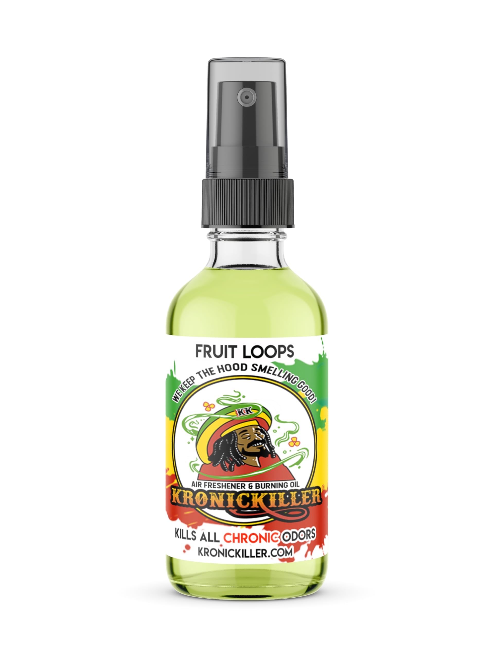 KronicKiller Fruit Loops Air Freshener & Burning Oil, Liquid Spray, 1 Fl Oz, Manual Spray Bottle, Car & Room Deodorizing, Long Lasting Scent Duration