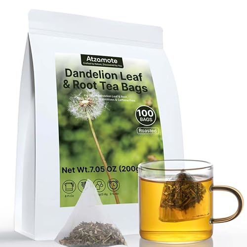 100 Count Pure Dandelion Leaf & Root Tea Bags -Liver Detox Herbal Tea,Caffeine-Free, No Additives, Roasted Dandelion Tea with an Earthy & Refreshing