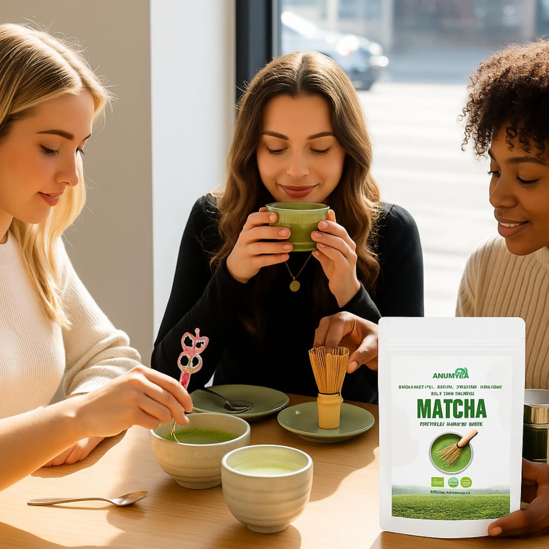 ANUMITRA Premium Ceremonial Grade Matcha Green Tea Powder - USDA Organic, Gluten-Free Vegan 100% Pure Unsweetened No Additives 3.5274 oz bag First