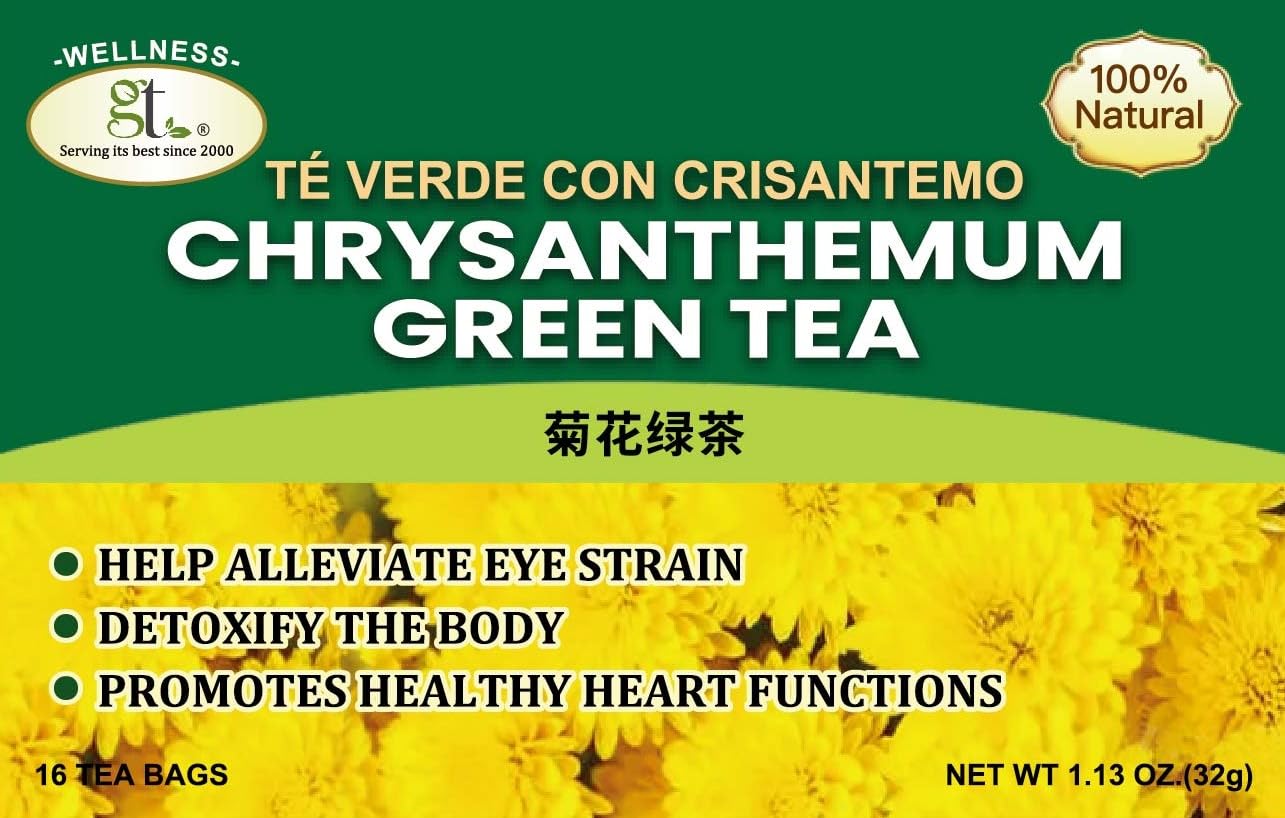 GT Chrysanthemum Green Tea, 1.13 Ounce Box (16 Tea Bags)
